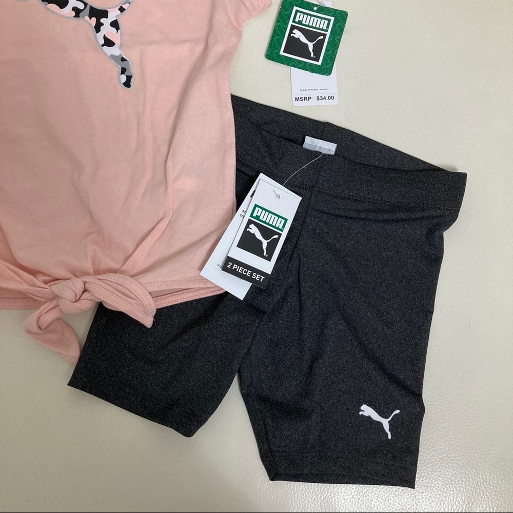 Puma girls 2-piece bike shorts set outfit - Picture 3 of 4